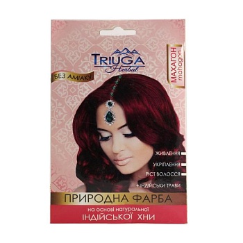 foto безаммиачная краска для волос triuga herbal на основе натуральной индийской хны, махагон, 25 г