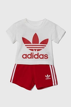 foto дитячий бавовняний комплект adidas originals колір червоний