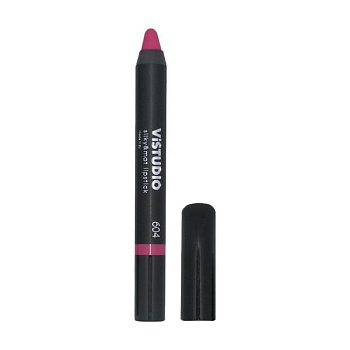 foto матовая помада-карандаш для губ vistudio silky&mat lipstick 604 fuchsia, 12 г