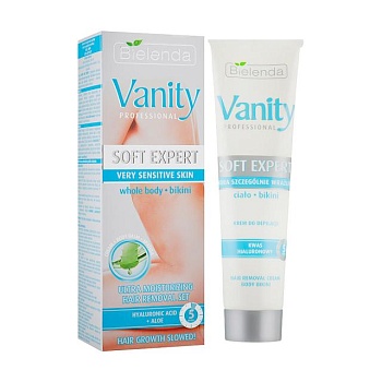 foto набір для депіляції bielenda vanity soft expert ultra moisturizing yair removal (крем депіляції, 100 мл + компрес після депіляції, 2*5 г + шпатель)