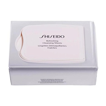 foto очищающие салфетки для лица shiseido refreshing cleansing sheets, 30 шт