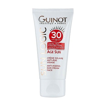 foto уценка! солнцезащитный антивозрастной крем для лица guinot age sun anti-ageing sun cream face spf 30, 50 мл