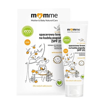 foto детский крем для тела momme baby natural care all-weather outdoor cream, spf25, 50 мл