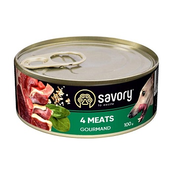 foto влажный корм для собак всех пород savory to excite gourmand с 4 видами мяса, 100 г