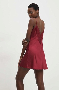 foto нічна сорочка answear lab жіноча колір червоний сатин