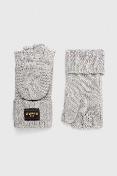 foto шерстяные перчатки superdry цвет серый