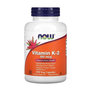 foto диетическая добавка витамины в капсулах now foods vitamin k-2 витамин к2 100 мкг, 250 шт