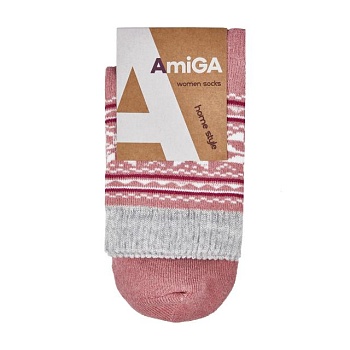 foto шкарпетки жіночі amigа махрові, зі сніжинкою рожеві, розмір 23-25