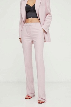 foto брюки marella женские цвет розовый прямое высокая посадка