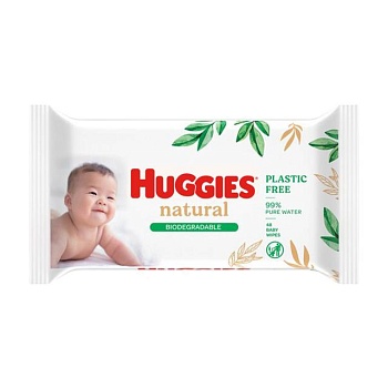 foto дитячі вологі серветки huggies natural, 48 шт