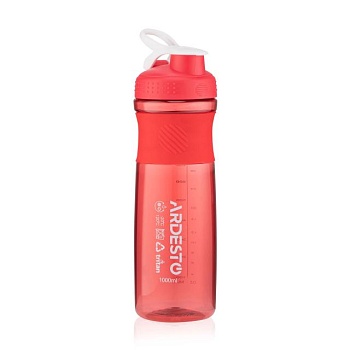 foto бутылка для воды ardesto smart bottle тритановая, красная, 1 л (ar2204tr)
