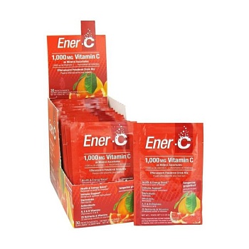 foto диетическая добавка ener-c 1.000 mg vitamin c шипучий растворимый порошок для напитка, со вкусом мандарина и грейпфрута, 30 шт