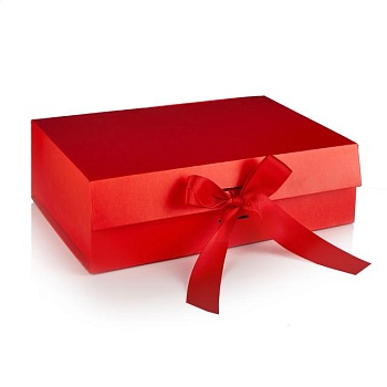 foto коробка подарункова з бантом, червона, 26.5*19*8.5 см