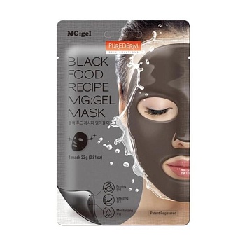foto питательная гелевая тканевая маска для лица purederm black food recipe mg gel mask, 23 г