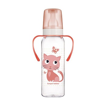 foto бутылочка для кормления canpol babies cute animals с рисунком и ручкой, от 1 года, розовая, 250 мл (11/845)