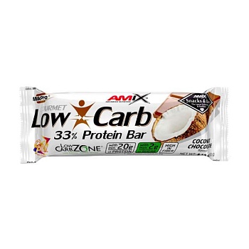 foto протеїновий батончик amix nutrition low carb protein 33% bar кокос та шоколад, 60 г