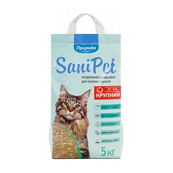 foto наполнитель туалетов для кошек природа sani pet бентонитовый, большие гранулы, 5 кг