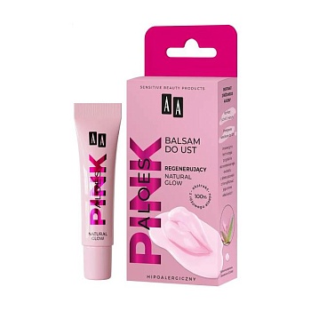 foto восстанавливающий бальзам для губ aa pink aloes regenerating natural glow lip balm, 10 г