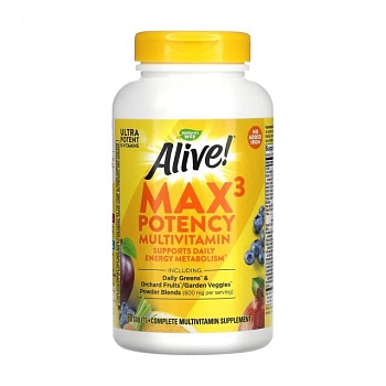 foto диетическая добавка в таблетках nature's way alive! max3 potency multivitamin, 180 шт