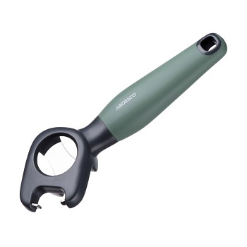 foto открывашка ardesto gemini из нержавеющей стали и серо-зеленой пластиковой ручкой (ar2111pg)