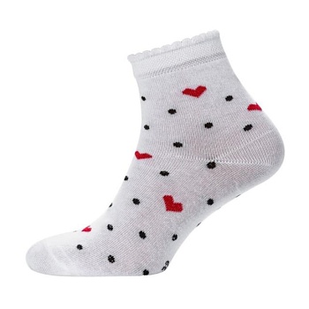 foto шкарпетки жіночі siela rt1312-019 високі, білі з рюшами та сердечками, розмір 39-42