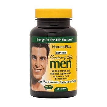 foto диетическая добавка мультивитамины и минералы в таблетках naturesplus source of life men для мужчин, 60 шт
