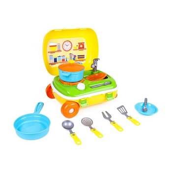 foto игровой набор technok кухня с набором посуды, желтый, от 3 лет, 3 предмета (6078)