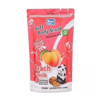 foto скраб-соль для тіла yoko gold salt body scrub peach + milk, 350 г