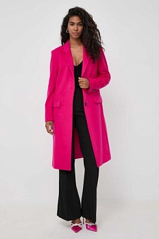 foto вовняне пальто boss колір рожевий перехідне