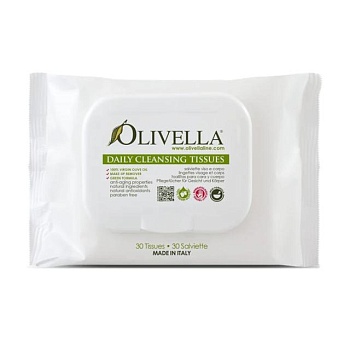 foto очищувальні серветки для обличчя і тіла olivella daily cleansing tissues, 30 шт