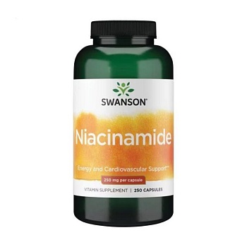 foto дієтична добавка вітаміни в капсулах swanson niacinamide ніацинамід, 250 мг, 250 шт