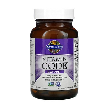 foto диетическая добавка минералы в капсулах garden of life vitamin code raw zinc цинк, 60 шт