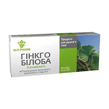 foto диетическая добавка elit-pharm экстракт гинкго билоба с витамином с, 40 шт