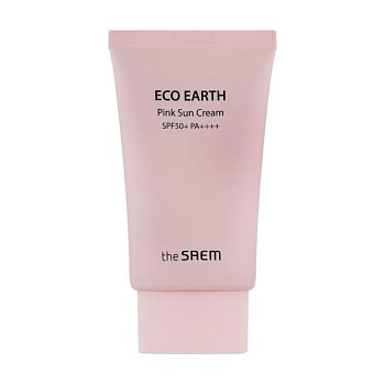 foto солнцезащитный крем для тела и лица the saem eco earth power pink sun cream spf 50+ pa++++ с каламином, 50 г
