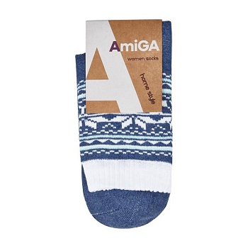 foto шкарпетки жіночі amigа махрові, зі сніжинкою сині, розмір 23-25