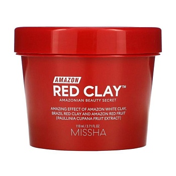 foto маска для обличчя missha amazon red clay pore mask на основі червоної глини, 110 мл