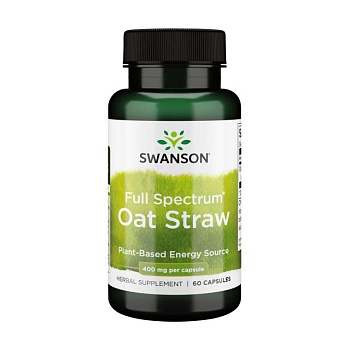foto дієтична добавка в капсулах swanson full spectrum oat straw вівсяна солома, 400 мг, 60 шт