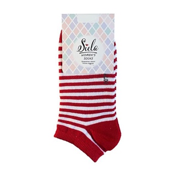 foto шкарпетки жіночі siela rt1312-141 короткі, червоно-білі зі смужками, розмір 39-42