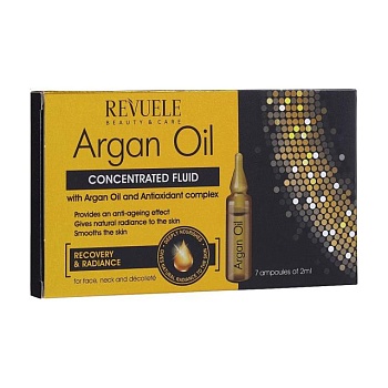 foto концентрированный флюид для лица, шеи и декольте revuele argan oil, с аргановым маслом и антиоксидантным комплексом, 7*2 мл