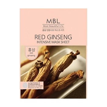 foto тканевая маска для лица mbl red ginseng intensive mask sheet омолаживающая, с красным женьшенем, 23 мл