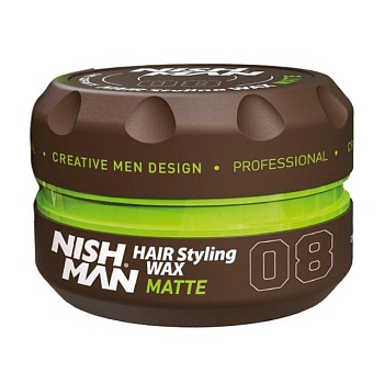 foto чоловічий віск для укладання волосся nishman hair styling wax 08 matte, 150 мл