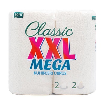 foto бумажные полотенца boni classic xxl mega белые, 2-слойные, 2 рулона