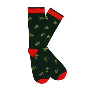 foto шкарпетки чоловічі duna 2193 високі, темно-зелені з черепахами, розмір 25-27