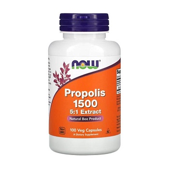 foto диетическая добавка в капсулах now foods propolis 1500 5:1 extract прополис 1500 5:1, 100 шт