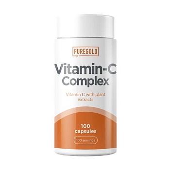 foto дієтична добавка вітаміни в капсулах pure gold vitamin-c complex вітамін c, 100 шт