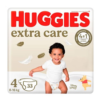 foto підгузки huggies extra care jumbo розмір 4 (8-16 кг), 33 шт