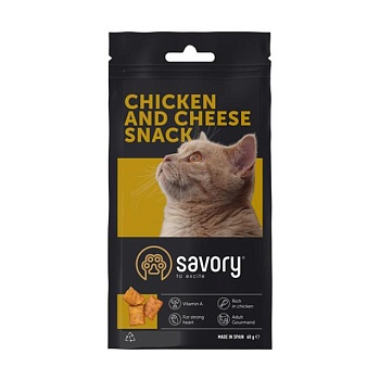 foto лакомство для кошек savory chicken and cheese snack с курицей и сыром, 60 г