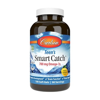foto диетическая добавка для подростков в гелевых капсулах carlson labs teen's smart catch омега-3, 700 мг, 180 шт