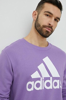 foto бавовняна кофта adidas чоловіча колір фіолетовий з принтом