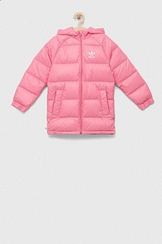 foto дитяча пухова куртка adidas originals колір рожевий